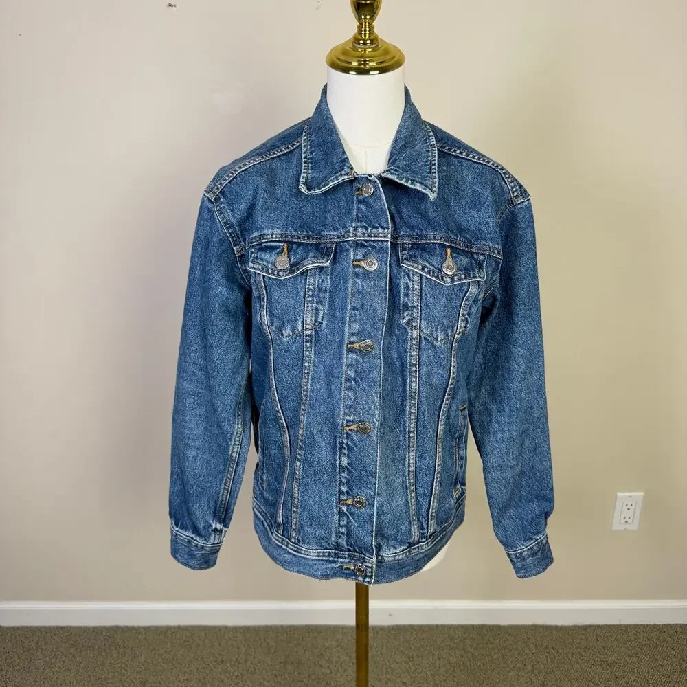 Old Navy Boyfriend Button Up Denim Blue Long Sleeve Jean Jacket US Womens XS - Picture 2 of 6